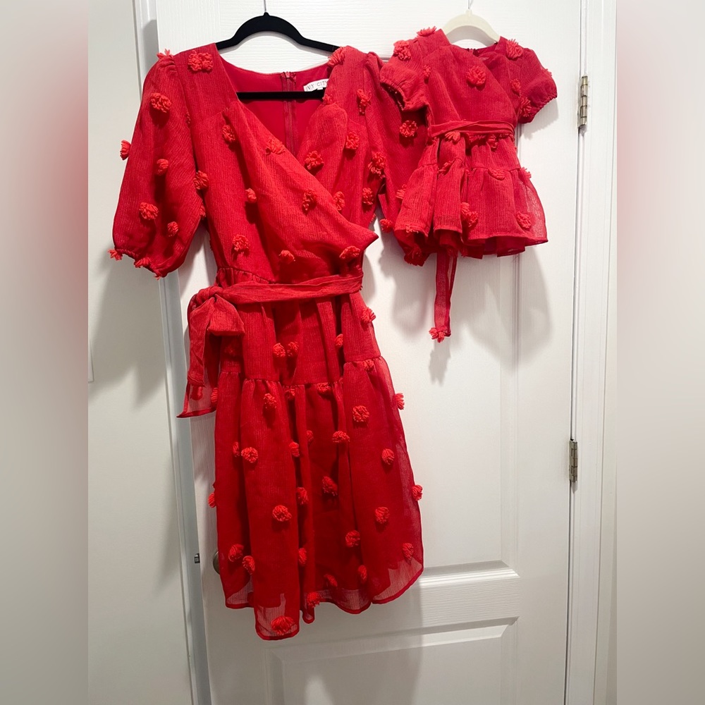 Ivy City Co. Pom Pom dress in red!